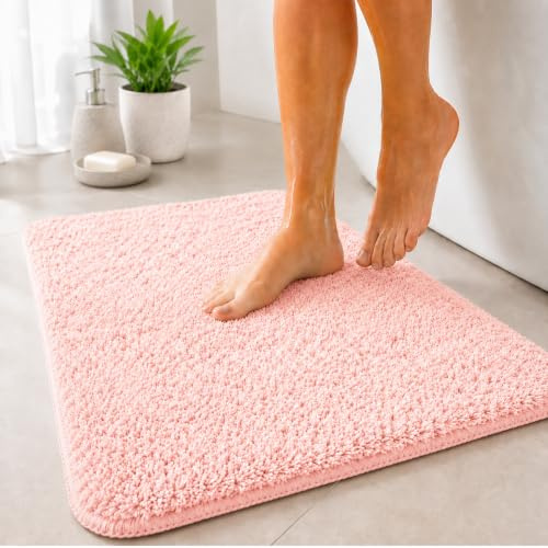 Floordirekt Badematte Sky - Badezimmerteppich - Weicher, dichter Hochflor - Rutschhemmend & Schnell trocknend - Geeignet für Fußbodenheizung - Eckig & Rund (150 x 80 cm, rosa)