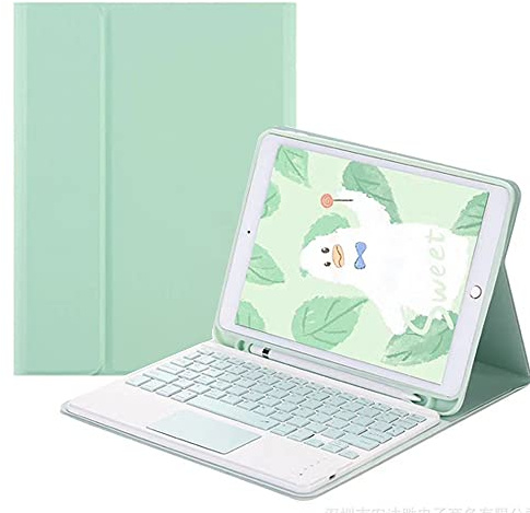 QYiiD Funda con teclado táctil para iPad de 9.7 pulgadas 2018 (6ª generación) / iPad 2017 (5ª generación), teclado desmontable de color de tecla táctil con cubierta inteligente delgada, soporte para