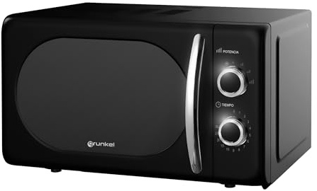 Grunkel - Microondas de 20L de capacidad MW-20 con diseño vintage y 5 niveles de potencia - Función de descongelación y temporizador - 700W (Negro)