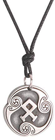 Amaxer Collana con 24 rune, talismano vichingo, Asatru, ciondolo pagano wiccan rune norvegesi, amuleto nordico, collana a catena regolabile per uomini e donne