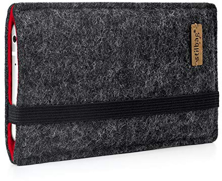 stilbag Handyhülle Finn für Samsung Galaxy S20 FE | Smartphone-Tasche aus Filz | Kompatible Schutzhülle | Handytasche Made in Germany (Anthrazit - rot)