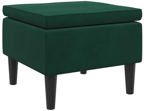 vidaXL Hocker mit Holzbeinen Fußhocker Fußbank Fußstütze Fußschemel Schemel Ottomane Sitzhocker Fußablage Polsterhocker Wohnzimmer Dunkelgrün Samt