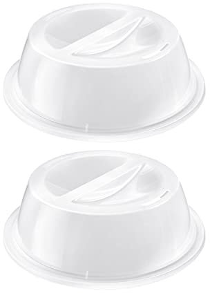 Westmark Teller-Abdeckhauben, 2 Stück, ø je ca. 27,5 cm, Zum Auftauen und Erwärmen in der Mikrowelle, Kunststoff, Weiß, 224622E3