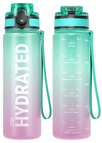 Sahara Sailor Water Bottle 500ML, Leakproof Tritan Bottle with Time Marker | Bpa Free, Wide Mouth With Lock Cover And Cleaning Brush,For Gym School Cycling, 1 Count