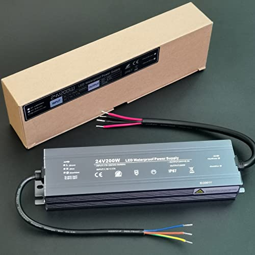 LED Trafo 24V 200W, IP67 Wasserdicht Trafo 230v auf 24v | Alinana 24v Netzteil 200w für LED Streifen Lampen, Transformator 0-8,5A