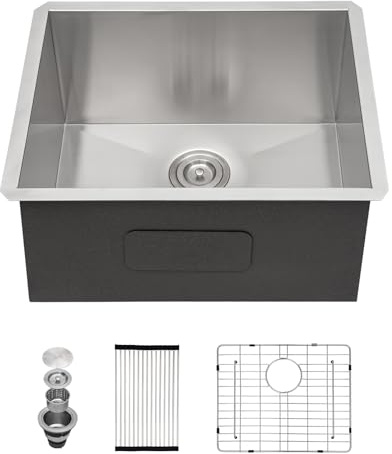 Sarlai Undermount Laundry Sink - 23x18x12 Inch Undermount Utility Sink Rectangular Deep Single Bowl 16 Gauge Stainless Steel Under Counter Kitchen Laundry Tub Utility Sinks Basin