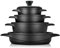 briebe Batterie de Cuisine Induction 8 Pièces, Ensemble de 4 Casseroles en Fonte d'Aluminium, Antiadhésive ILAG GRANITEC sans PFOA, Couvercles en Verre, Gants en Silicone, Tout Feux et Four, MGK-17S