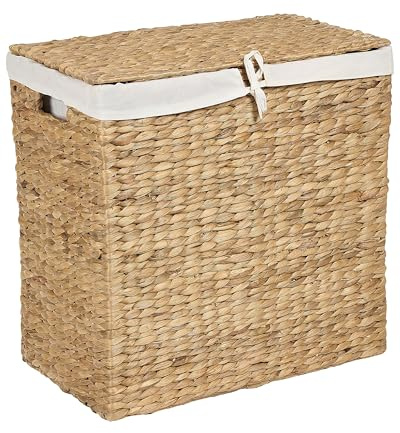 Korb aus Wasserhyazinthe natürlich/beige rechteckig 50x30 cm Wäschekorb Langson