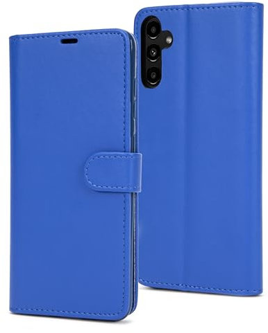 AMAZE!UK Phone Case Comaptible with Samsung Galaxy A15, Leather Flip Case Magnetic Closure Kickstand Shockproof Wallet Cover. Blue