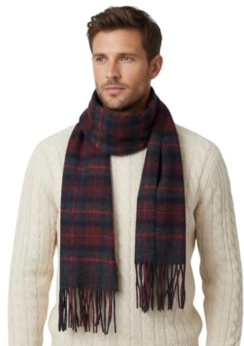 MA.AL.BI 1947 Sciarpa 100% pura lana made in Italy unisex scozzese tartan, consegnata in busta regalo. (bordeaux)
