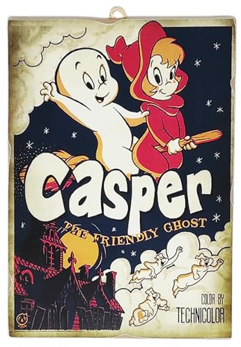 KUSTOM ART Quadro da Parete Serie Locandine Film Casper the Friendly Ghost Stampa su Legno 25x18 cm.