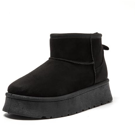 JOMIX Stivaletti Donna Invernali Stivali Ragazze Bassi Scarpe Caldi Imbottiti Pelliccia Sintetica Comodi da Neve MD9767-1 (Nero, 41)