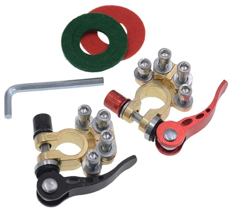 Batterieklemmen 2 Stk,Batterieklemmen 12V 4-Wege,Polklemmen Autobatterie 12V,Schnellverschluss Batteriepolklemmen,Batterieklemmen Messing,Batterie Klemmen Polklemmen für PKW Transporter Schiffe