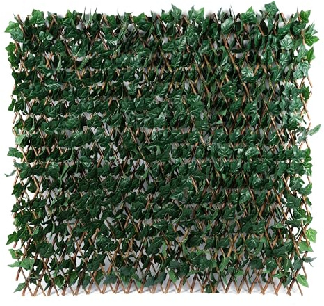 ShadeMart Recinzione espandibile per la privacy, recinzione per cortile, balcone, patio, esterni, finta edera, decorazione per siepe artificiale, per fondali, ponti, giardino, casa, foglie su un lato,