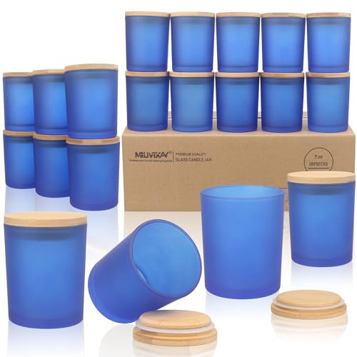 MILIVIXAY 20 pezzi vasetti per candele da 200 ml in vetro satinato con coperchio, vasetti per candele vuoti per la produzione di candele, spezie, contenitori per polvere.