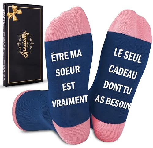 Merclix Chaussette Soeur 39-42 Idee Cadeau Soeur Original Utile Noel Anniversaire Idée Cadeau Femme Original