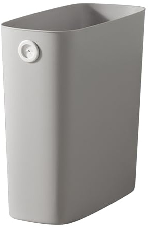 Jenngaoo Schmaler Mülleimer Grau 28x27x13 cm, offener Kunststoff Papierkorb | Platzsparend für Bad, Büro, Küche, Schmale Bauform, Leicht zu Reinigen, Stabiler PP-Kunststoff, mit Trageloch für Müllbeutel