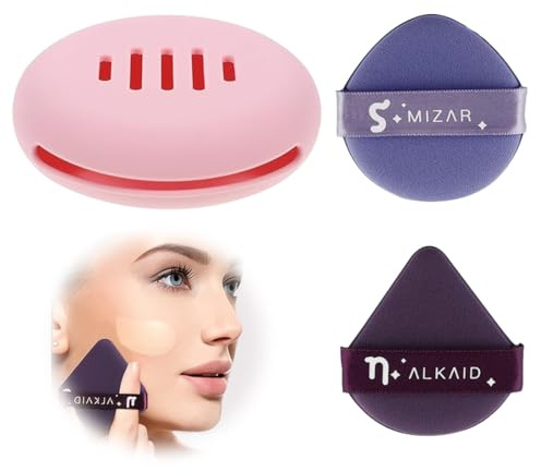 SULIUDAJI 1 Pièce Porte-éponge de Maquillage avec 2 Pièces éponge de Maquillage, Sac de Voyage en Silicone Respirant pour Toutes les Tailles d'éponges de Maquillage(7.5 * 7.5 * 2.5CM)
