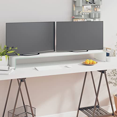 Buzaza TV-Aufsatz/Monitorerhöhung Glas Grün 120x30x13 cm Monitorständer Notebookständer Erhöhung für Fernseher TV