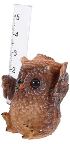 Kisangel Cartoon Katze Owl Regenmesser Dekorative Gartenfiguren Präzise Niederschlagsmessung Für Außenbereich Vielseitiges Gartenzubehör Langlebig Und Benutzerfreundlich