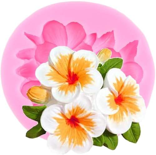 XMOLDNMS Moules en silicone avec fleurs, hibiscus, fleur de plumeria, moule à fondant pour décorer les gâteaux, les décorations de cupcakes, le chocolat, la pâte à caoutchouc, les bonbons, l'argile