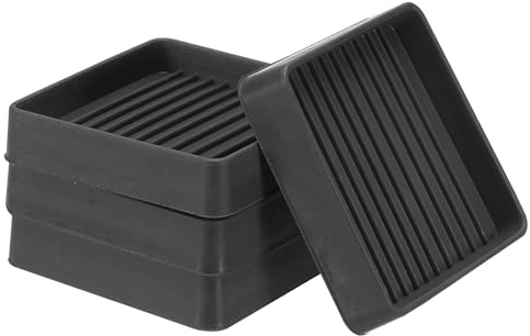 PATIKIL 2.5x2.5 Square Rubber Furniture Pads, 4 Pack Non Slip Caster Cups Anti Skid Floor Protectors for Furniture Feet Bed Couch Chair Table Stopper, Black