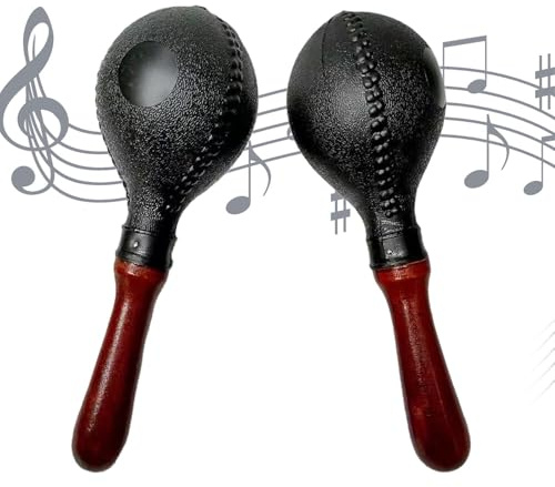 Syengery Maracas para niños, Panderetas para adultos - Agitadores de diseño con mango de madera Instrumentos musicales,Sonajeros de musicales, bolas de, martillo de con sonido claro para