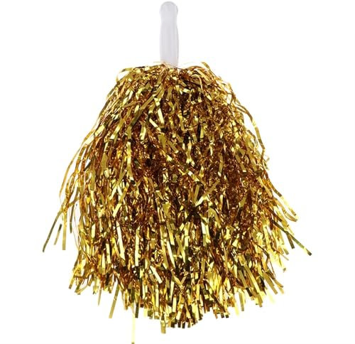 XLyrriun 1PC 20CM Cheer Dance Sport Wettbewerb Cheerleading Pom Poms Blume Ball for für Fußball Basketball Spiel Pompon für Sportveranstaltungen, Partys(Gold)