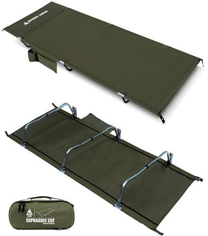 OneTigris SUPRAGRIS - Lettino da campeggio pieghevole, portatile, leggero, fino a 180 kg, per attività all'aperto, viaggi, giardino, ufficio (190 × 70 × 18 cm), colore Ranger Verde