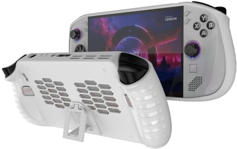 Soft TPU Protective Case with Kickstand for Lenovo Legion Go S 8 2025 Handheld Game Console Drop-Proof Protector Slim Stand Sleeve Skin Cover with Non-Slip,Anti-Collision,Shockproof (White)