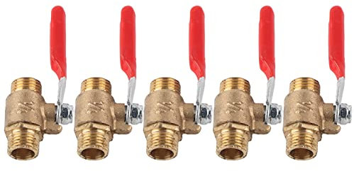 Air Compressor Shut Off Valve, Brass Ball Valve 5 Pcs Ball Double Male Thread G1/4 Brass Air Compressor Accessory