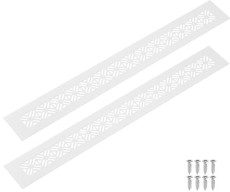 sourcing map 2 piezas de rejillas de ventilación de aleación de aluminio, 400 x 50 mm / 15.7 x 2 rectangulares con persianas para ventilación con tornillos de montaje para puerta de armario, blanco