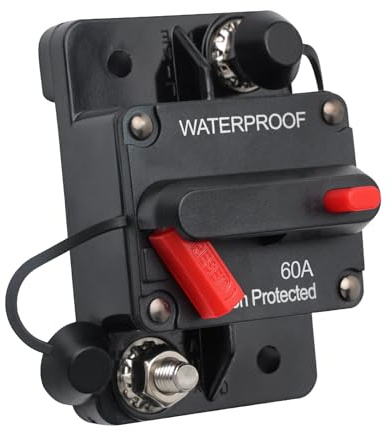 APIELE Schutzschalter mit Manuellen Reset Sicherungshalter 60A DC12-48V Auto Leistungsschalter Wasserdicht für Auto Boot-Trollmotor Marine
