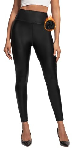 Zilams Kunstleder Leggings Blickdicht Thermoleggings Damen High Waist
