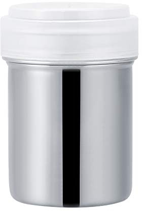 Refinem de acero inoxidable en polvo Shaker Pot Ideal para el cacao de azúcar de café con tapa desmontable de malla fina de malla más grandes agujeros redondos Tamaño correcto (304 red cóncava grande)