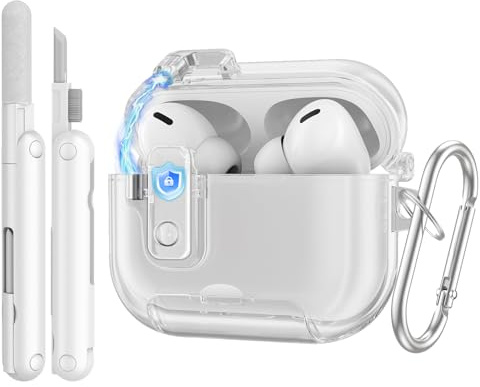 TiMOVO Custodia per AirPods Pro 3 (2025) con Chiusura di Sicurezza, Clear