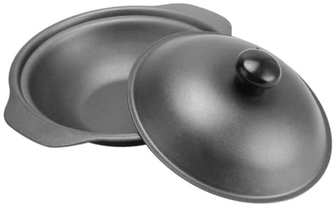 Hemobllo Olla de Barro de Hierro Fundido para Arroz y Pollo Estofado Cazuela con Tapa Resistente al Calor Cocción Uniforme y Buena Conservación Térmica para Cocina Doméstica