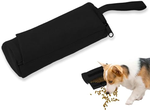 LIUZHUJ Portatile Marsupio Addestramento Cane, Porta Crocchette per Cani con Cerniera, Porta Snack Cane Nero, per Allenamento E Interazione