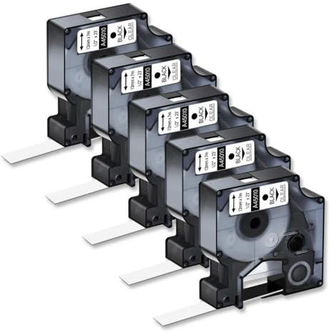 JCxYGAP 5PK Black On Clear 12/19mm 23feet Labels Compatible With D1 45010 45800 Label Maker And LabelManager 100 300 Labeling Device