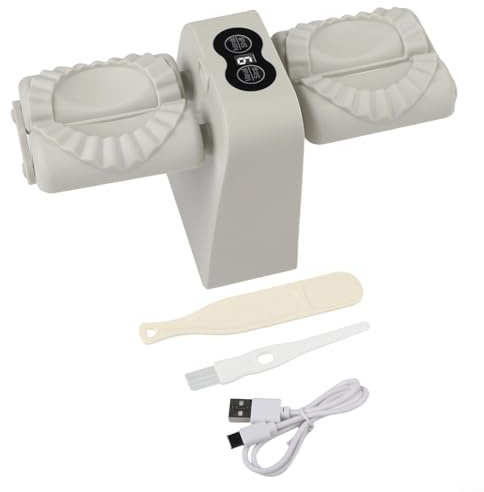 Macchina elettrica per ravioli con doppia testa automatica per ravioli, versatile macchina per la produzione di ravioli e strumento per avvolgere ravioli, utensile da cucina per potsticker (grigio)