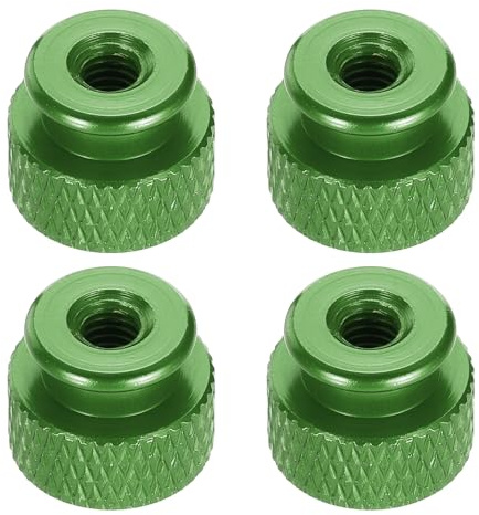 QUARKZMAN 4 Pezzi Dado A Mano Zigrinato, M4 12 Mm Diametro Esterno 10 Mm Altezza Lega Di Alluminio 6061 Anodizzato Dado A Mano, Vite Per Telaio Metallico, Elettronica, Verde Gemma