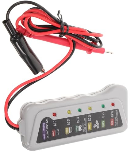 GRIRIW Testeur de Batterie Automobile 12 V Analyseur Système de Charge Outil de Diagnostic pour Voiture et Moto Plage de Mesure 2-14,8 V LED Indicatrice Compatible Accumulateur