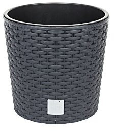 Prosperplast Maceta Redonda 4,7 litros Rato con cubilete para Plantar en Color Antracita 20 x 20 x 19 cm