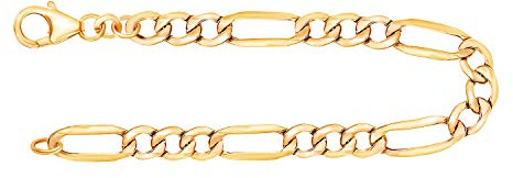 EDELIND 8 14 Karat / 333 585 Gold Armband Herren 3.4mm Bracelet Figarokette hohl Gelbgold Armkette Damen Länge Wählbar inkl Schmuck Geschenkbox