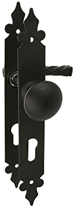 Amig – Set di Maniglia e Pomolo – Placca Liscia – 270 x 36 mm – Bocchetta a 90 mm – Ideale per Aumentare la Privacy di un Ambiente – Placca in Acciaio e Maniglia in Zamak Nero