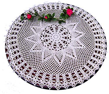 Laivigo New Handmade Crochet Spitze rund Tischdecke Deckchen Spitzendeckchen, 61 cm, Baumwolle, weiß, 116