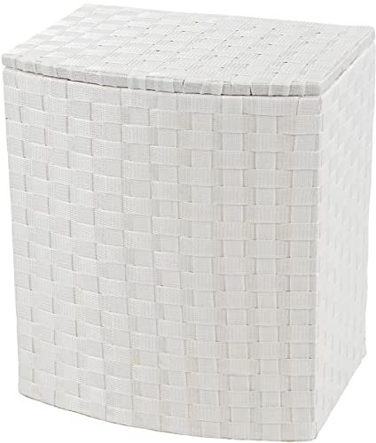 Kobolo Praktischer Wäschebehälter aus Nylon - Weiß mit Deckel - 33x45x53 cm - Handarbeit