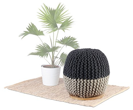 Native Home 10023668_111 Pouf 2 in 1, Tavolino & Sgabello, Rotondo, Lavorat, Grigio, Hxlxp: 40 x 40 x 40 cm