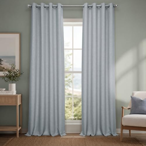 HPD Half Price Drapes Grommet Linen Curtains 96 Inches Long Room Darkening Curtains for Bedroom & Living Room (1 Panel), 50W x 96L, Heather Grey