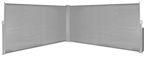 yorten Utdragbar sidmarkis markis stående markis med golvstolpar sekretessskydd solskydd 160 x (0–600) cm (H x B) för balkong terrass grå